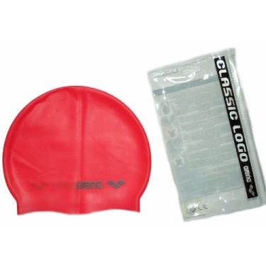 Imagem de Arena Touca de natação de silicone com logotipo clássico (vermelho/cinza, tamanho único)