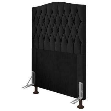 Imagem de Cabeceira Estofada Box Solteiro Greta 90cm Com Frame Preto