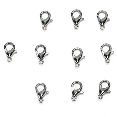 Imagem de 200 peças fecho lagosta esterlina, clipes de chave de alumínio divididos ganchos de chaveiro para acessórios de fabricação de joias DIY artesanato fornecedores, 12 x 6 mm (cor da arma)