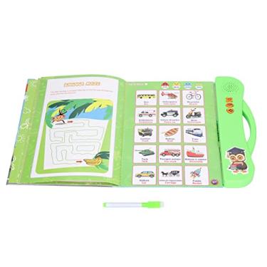 Imagem de Livro de som, presente de aniversário livro de som interativo ler música cor brilhante francês inglês portátil para viagens em casa para crianças (verde)