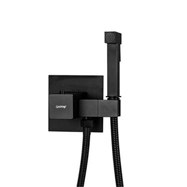 Imagem de NESHO Torneira de bidê termostática função de latão sólido cabeça de chuveiro de mão quadrada torneira guindaste interruptor de 90 graus misturador torneira bidê de chuveiro, cromado (cor: preto)