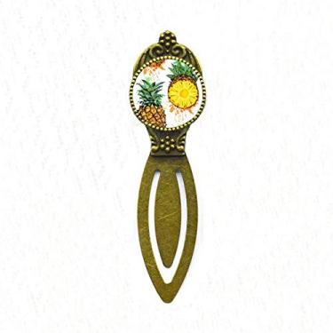 Imagem de Marcador de livro retrô de frutas tropicais de pinheiro amarelo