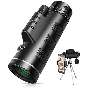Imagem de Telescópio monocular 12x50, telescópio de alta definição com tripé e suporte para smartphone, telescópio monocular bualfocus com bússola, adequado para acampamento adulto, turismo, observação de pássaros e caminhadas