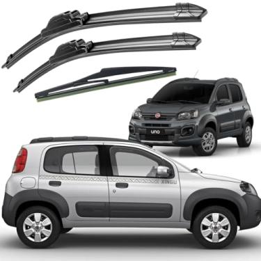 Imagem de Kit 3 Palhetas Limpador Parabrisa Chuva Novo Uno 2009 á 2020 (Novo Uno 2009 á 2020 Encaixe Gancho)