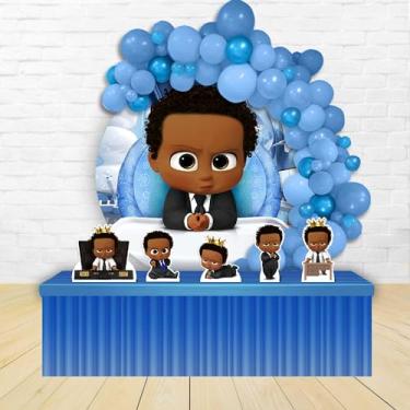 Imagem de Kit Decoração Painel Redondo Festa de Aniversário Infantil O Poderoso Chefinho Negro