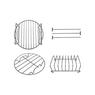 Imagem de Acessórios de rack de fritadeira a ar, rack multiuso de camada dupla com espeto, suporte de metal empilhável, compatível com fritadeira instantânea XL Air Fryer Philips Ninjia Cosori Cozyna Gowise