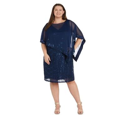 Imagem de R&M Richards Vestido de noite feminino, Azul marino, 17 Plus Size