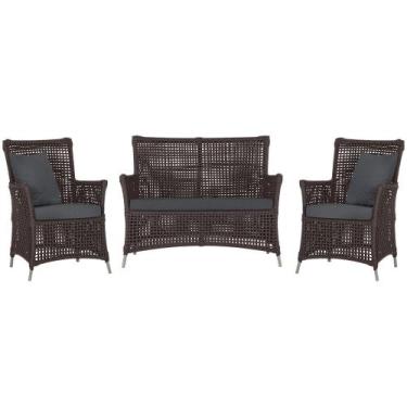 Imagem de Jogo Sofá e 2 Poltronas de Área Igapó Alumínio Pintura Fendi Corda Náu