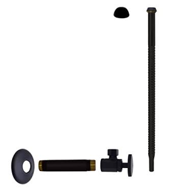 Imagem de Westbrass D103K12-62 1/2" IPS x 3/8" OD x 12" Kit de linha de suprimento de elevação ondulada com alça redonda ângulo válvula de desligamento para torneira e vaso sanitário, preto fosco
