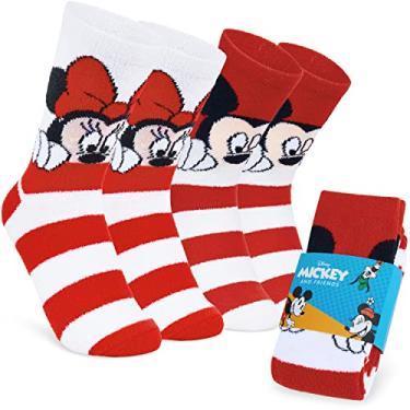 Imagem de Disney Stitch Pantufas femininas pacote com 2 meias fofas antiderrapantes de lã para cama Stitch Minnie Mickey Mouse Baby Yoda, Red Minnie/Mickey, One Size