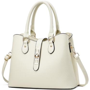 Imagem de DAINAOTM Bolsas e bolsas femininas de couro sintético a tiracolo com alça superior e bolsa de ombro, Branco, Medium Size