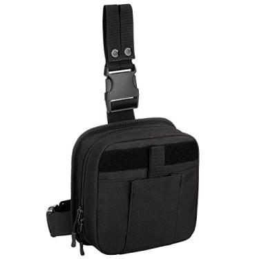 Imagem de ArcEnCiel Bolsa de perna tática militar bolsa de primeiros socorros cintura caída coxa quadril pochete ferramentas para paintball airsoft andar de motocicleta (preto)