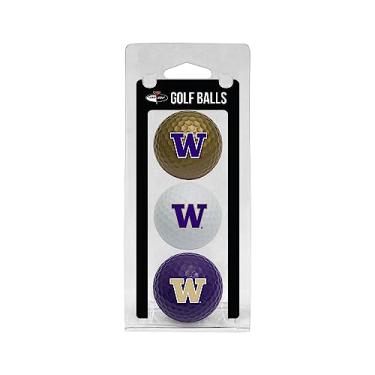 Imagem de Team Golf Bolas de golfe NCAA Washington Huskies tamanho regulamentado, pacote com 3, impressão colorida e durável do time