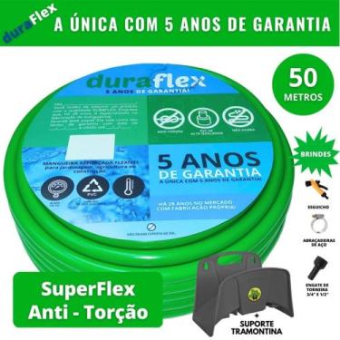Imagem de Mangueira de Quintal Siliconada Verde 50Metros + Suporte DuraFlex