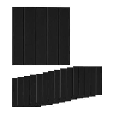Imagem de Kuntesetty 12 peças telha folha papel de parede adesivos painéis de absorção de som placas de isolamento acústico de alto desempenho para fazenda interior , Preto
