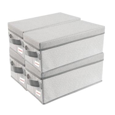 Imagem de Caixa de armazenamento de CD/DVD universal, organizador empilhável de CD/DVD com tampa, suporte de mídia de disco Blu-ray, disco de videogame, álbum, pacote com 4 pode conter 180cd/80dvd bege