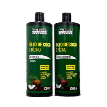 Imagem de Kit Shampoo e Condicionador 1 Litro Premium Óleo de Coco e Rícino Super Nutrição e Hidratação Intensa Para Cabelos Secos e Sem Brilho