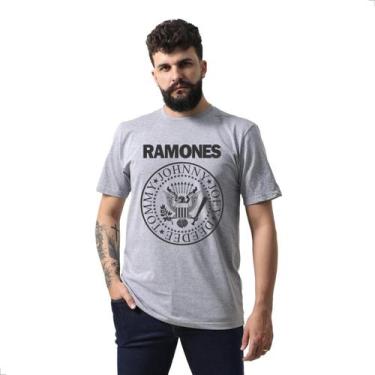 Imagem de Camiseta Masculina Algodão Estampa Ramones - Techmalhas, Cinza, GG