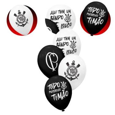 Imagem de 20 Balão Bexigas Festa Corinthians Decoração aniversário 8" - Piffer