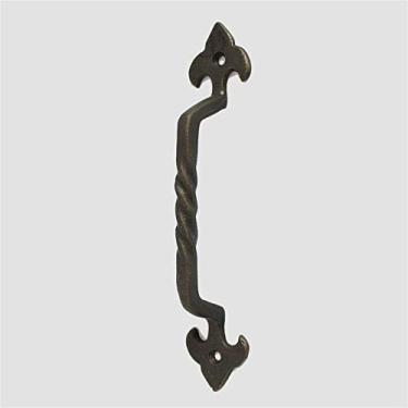 Imagem de Puxador de porta puxadores de porta antigos puxadores de porta retro móveis armários maçanetas de porta de ferro sólido maçanetas de portão (ferro fundido 19,8 cm)