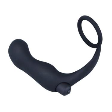 Imagem de Plug Massageador De Prostata Plug Anal Com Vibrador e Anel Peniano
