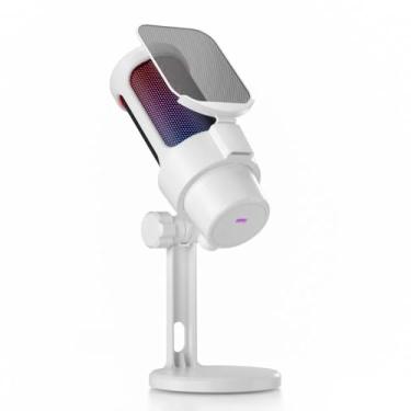 Imagem de Gaming Microfone USB Com Iluminação RGB Construída na Placa de Som One Touch MiC (Branco)