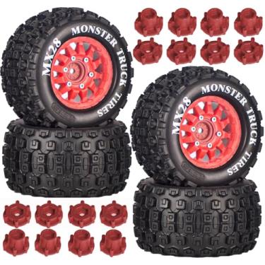 Imagem de MX28 2.8" Tire and Wheels Pre-Glued All-Terrain MT Tires with 12mm/14mm Hexes - 1/10 Scale RC Truck Tires for ARRMA Big Rock, Granite, Senton, Vorteks & Traxxas Slash, Stampede Rustler, Hoss