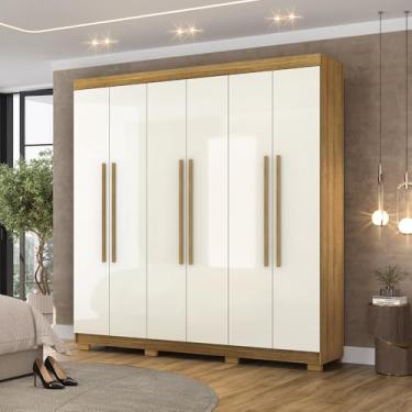 Imagem de Guarda Roupa Casal Doral 218cm 6 Portas de Bater 2 Gavetas Nature/OffWhite G98 - Gran Belo