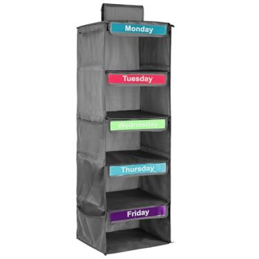 Imagem de FALESOUL Organizador semanal para pendurar no armário, para crianças, diário, segunda-feira, sexta-feira, organizador dobrável de armário, dormitório, quarto, essencial para roupas, suéter, chapéu