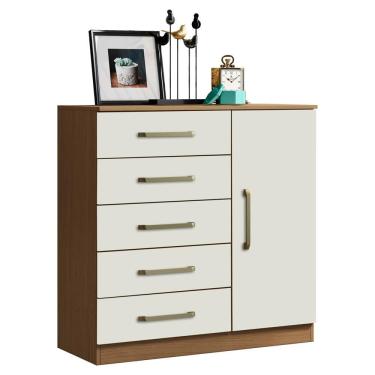 Imagem de Comoda 5 Gavetas 1 Porta 91 cm Milao ARMoveis