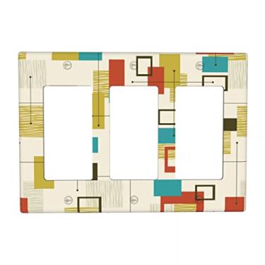 Imagem de Tampa de interruptor de luz decorativa moderna Partten Three Gang Rocker, 3 entradas decorador placa de parede tampa de tomada receptáculo, tamanho 4,5" x 6,38" polegadas