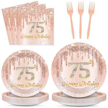 Imagem de Conjunto de talheres de festa CHUNNIN 75th Birthday Rose Gold 96 unida