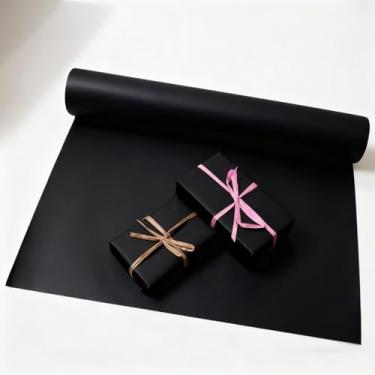 Imagem de Rolo de papel de embrulho Kraft preto, 30 x 500 cm, embrulho de presente para flores, artesanato, faça você mesmo, embalagem, transporte em movimento, embrulho de presente