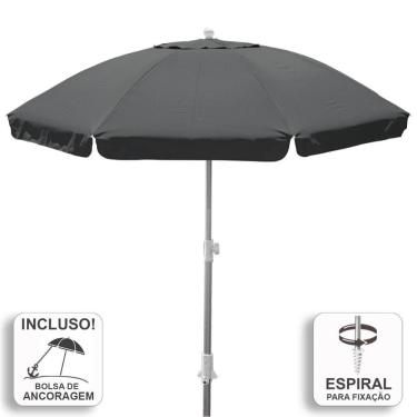Imagem de Guarda-Sol Zaka Alumínio 2.0 metros Cinza Reforçado com Espiral