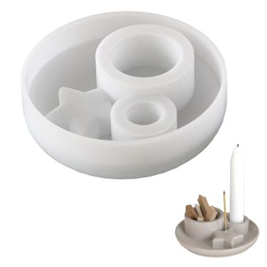 Imagem de DEFORAGE Suporte de vela molde de resina, coluna de fundição de resina epóxi estrela, molde de cimento de concreto, decoração faça você mesmo, artesanato adequado para decoração de festa em casa