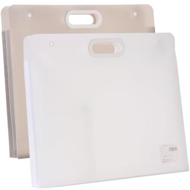 Imagem de Shulaner Pasta de portfólio de arte de plástico com alças 17 x 35,5 cm grandes recipientes de armazenamento de arte à prova d'água para desenho, esboço, fotografia, pôster, arquivos de documentos