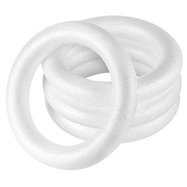 Imagem de HEIHAK 4 peças guirlanda de espuma de artesanato de 25,4 cm, anel de círculos de espuma de isopor de poliestireno, guirlanda de espuma branca para Natal, arranjo floral, Natal, casamento, decoração de