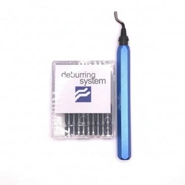 Imagem de Rebarbador Manual Profissional Tipo Caneta em Alumínio Metal com Jogo de 10 Lâminas HSS BS1010 para Desbaste e Acabamento em Aço, Inox, Alumínio, Cobre, Plástico e Peças de Impressora 3D