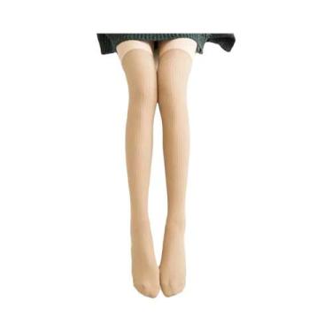 Imagem de Meias Longas De Lã E Algodão Listradas Para Mulheres, Quentes Para O I