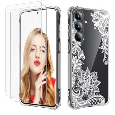 Imagem de FollmeAir Capa para Samsung Galaxy S25 FE com 2 protetores de tela, cantos reforçados com TPU flexível e fino, absorção de choque, borracha para meninas e mulheres, capa macia para Galaxy S25 FE