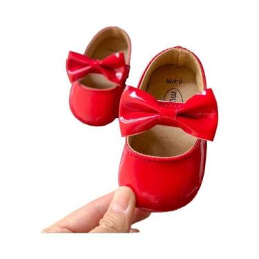 Imagem de Sapatos De Princesa Antiderrapantes Para Meninas Bebês Com Laço Em PU,