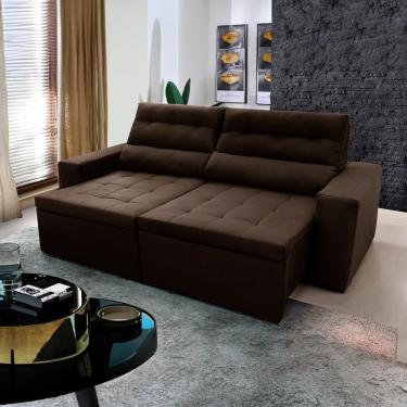 Imagem de Sofá Retrátil Reclinável Arizona 2,30m Suede Velut Marrom - King House