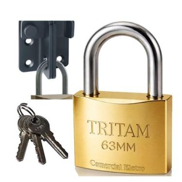 Imagem de Cadeado Tritan 63mm 3 chaves proteção reforçado resistente prevenção a