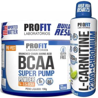 Imagem de BCAA 150G SUPER PUMP SABOR NATURAL l L CARNITINE 480ML TERMOGÊNICO LÍQUIDO SABOR LIMÃO l PROFIT-Unissex