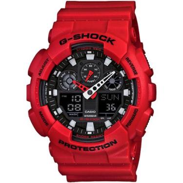 Imagem de Relógio CASIO G-SHOCK masculino preto/vermelho GA-100B-4ADR