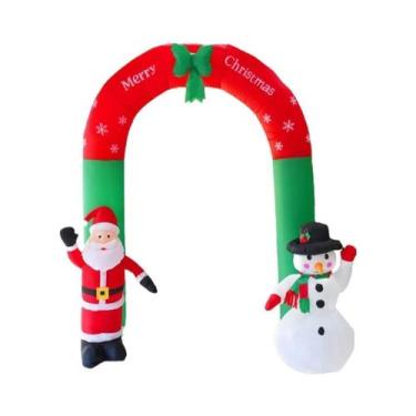 Imagem de Arco Inflável De Papai Noel E Boneco De Neve Com Luzes LED Para Decora