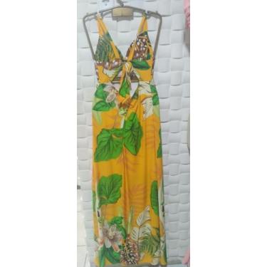 Imagem de Vestido viscose  florido longo , Amarelo, único 