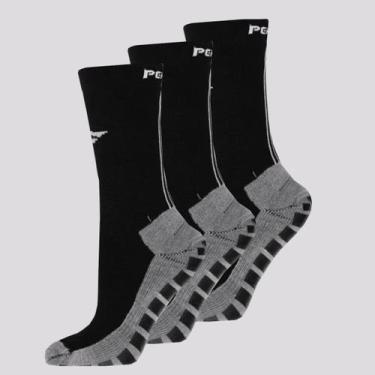 Imagem de Kit Meia Penalty Grip Antiderrapante 3 Pares Preta, 39-44