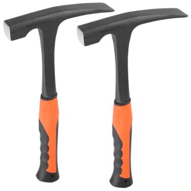 Imagem de FUNSUEI 2 peças de martelo de tijolo de alvenaria de 850 g, martelo de tijolo forjado de aço, martelo de palheta de cabeça chata com aderência de redução de choque, martelo geólogo para prospecção de
