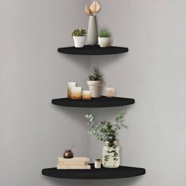 Imagem de KIAGA, Kit Prateleira de Canto de Parede Colorido em Mdf Laqueado Cor:PRETO;Tamanho:ÚNICO